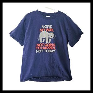 Port Nope No Way Lazy Sloth‎ Funny Blue T shirt Unisex Size M 8 10 Years